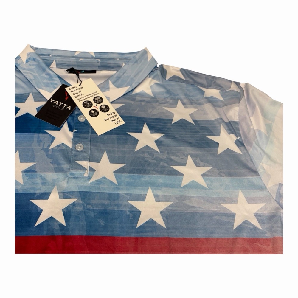Yatta Golf Polo Top Men's 4XL The Patriot Print NWT